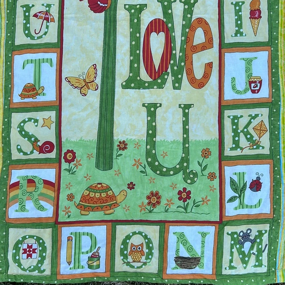 Child Quilt Hand Quilted ABCs Frogs Animals Bugs